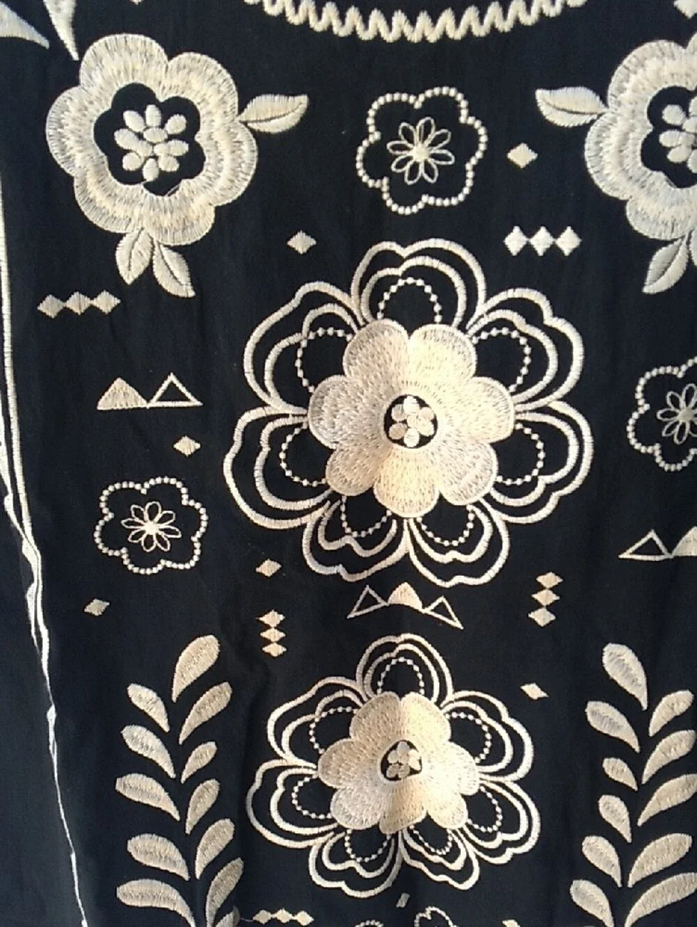 Savanna Jane Black Top with Cream Floral Embroidery 1X